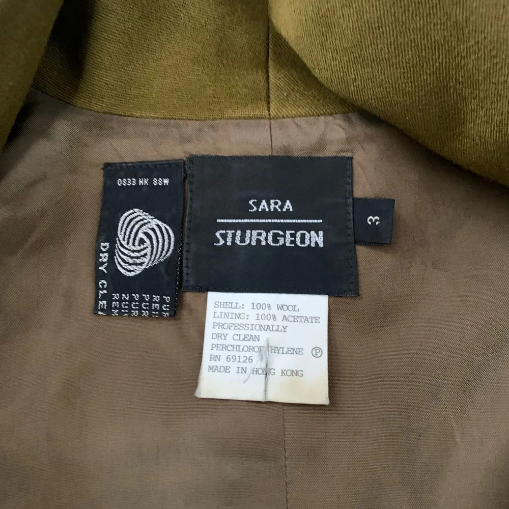 Sara sturgeon olive green blazer and mini skirt set size 3 - Picture 5 of 11
